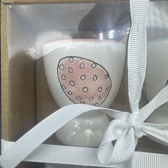 Grace Teaware Bunny Boulevard Colorful Ceramic Egg Cups Set Of 4 NEW Farmhouse - Picture 2 of 8